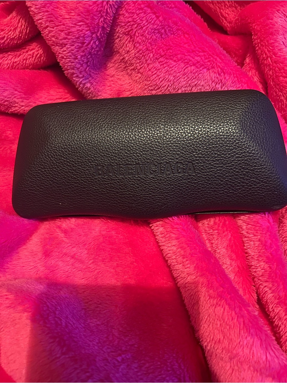 Balenciaga Black Pebbled Leather Eyewear Case